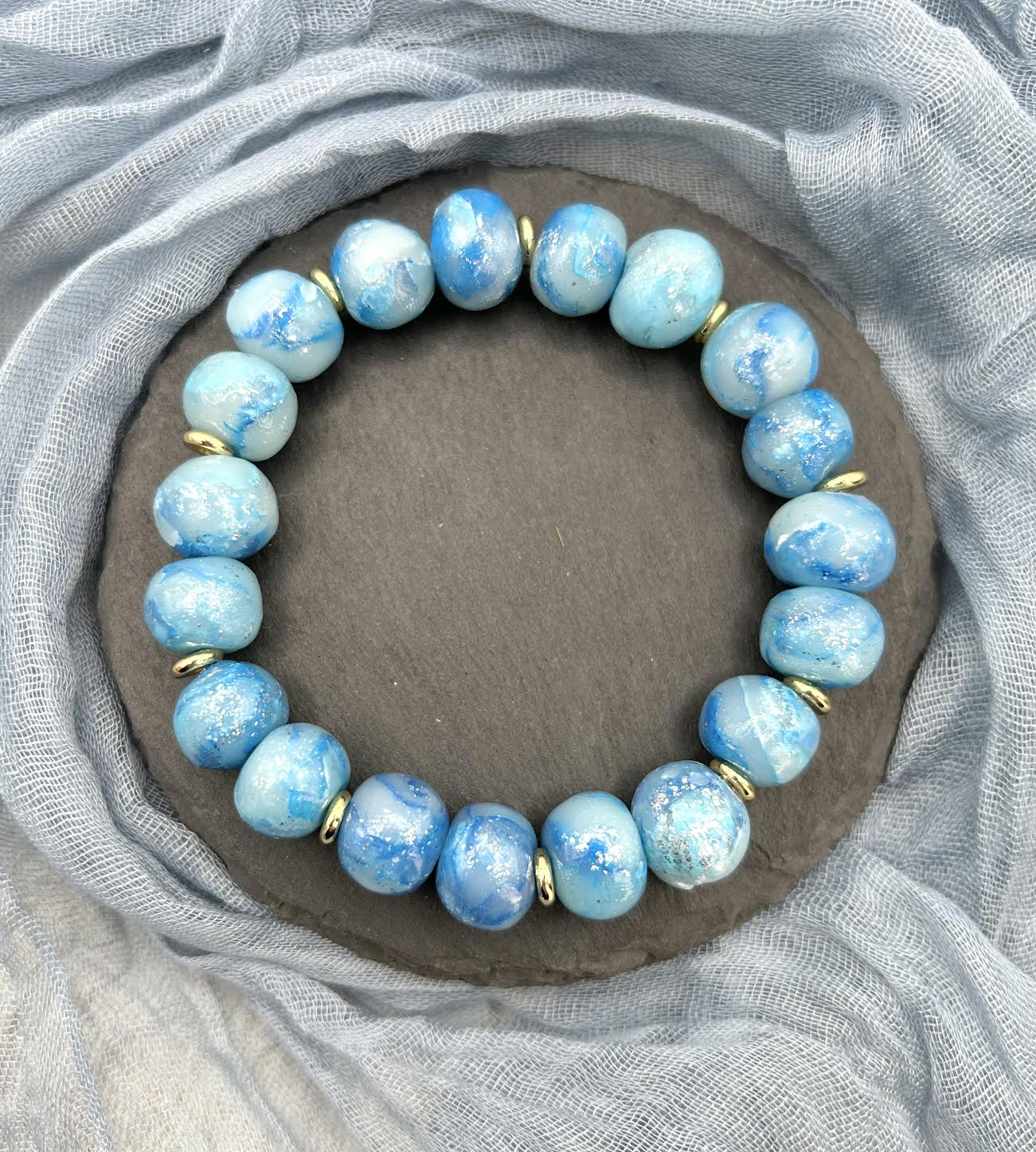 The “Cerulean Collection” Handmade Polymer Clay Bracelet