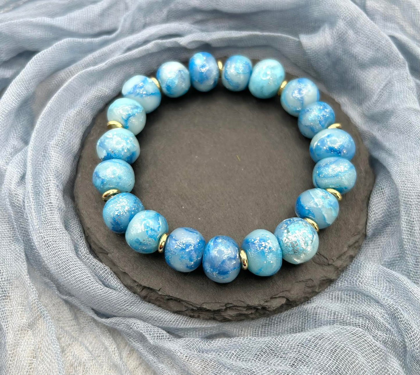 The “Cerulean Collection” Handmade Polymer Clay Bracelet