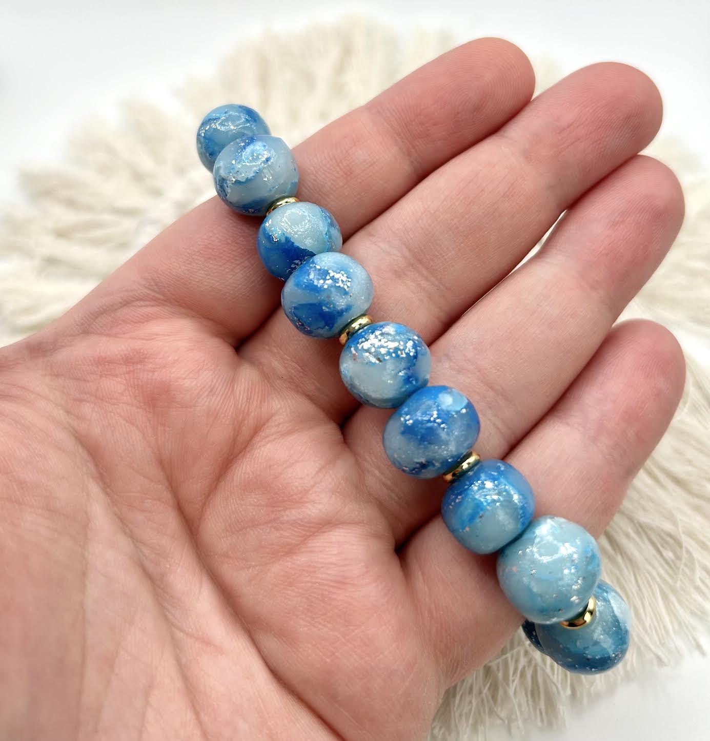 The “Cerulean Collection” Handmade Polymer Clay Bracelet