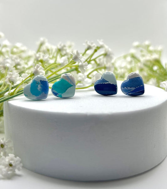 The "Ocean Collection" Heart Polymer Clay Handmade Stud Earrings