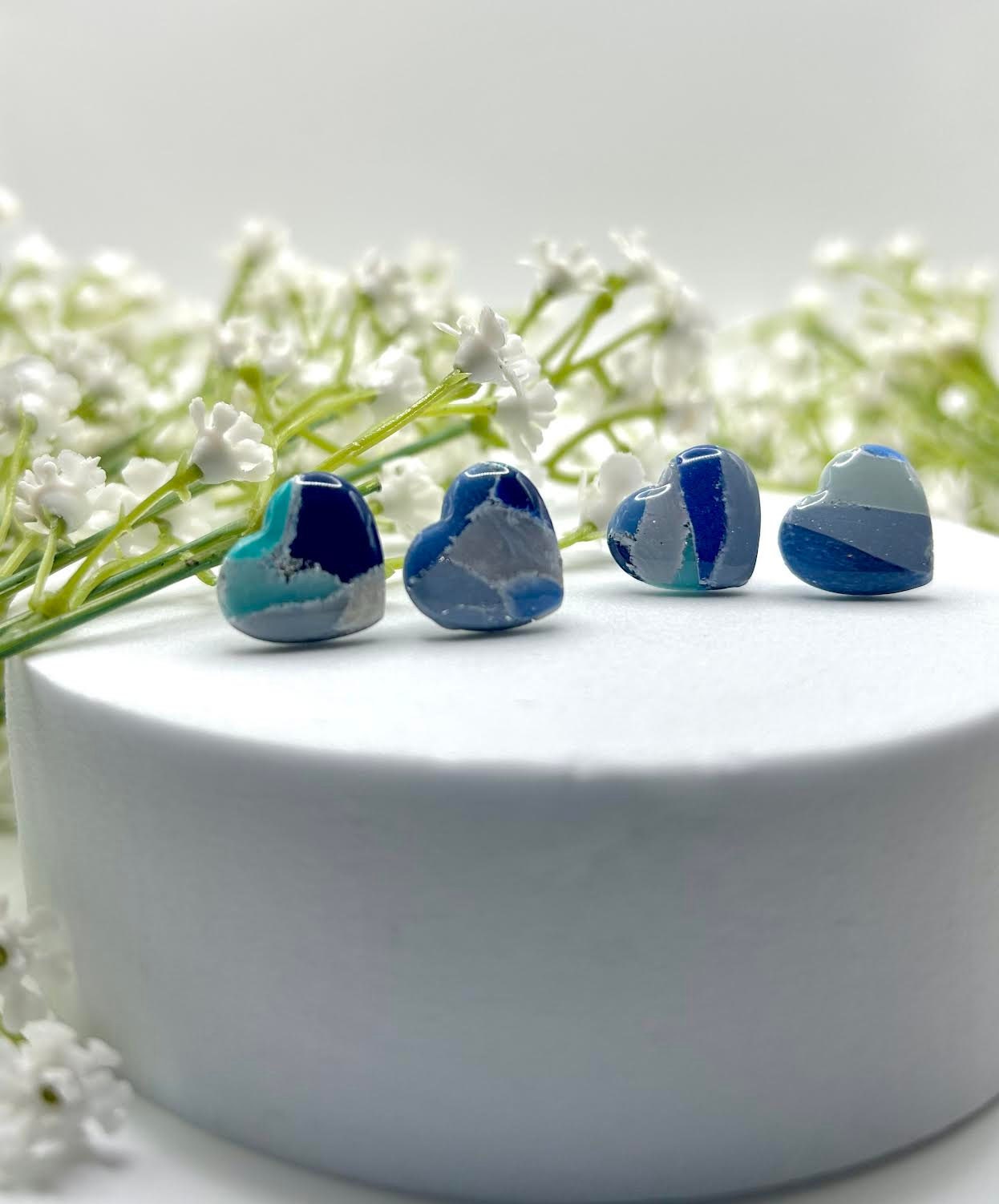 The "Ocean Collection" Heart Polymer Clay Handmade Stud Earrings