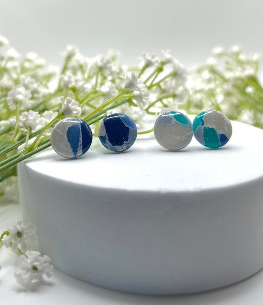 The "Ocean Collection" Circle Polymer Clay Handmade Stud Earrings