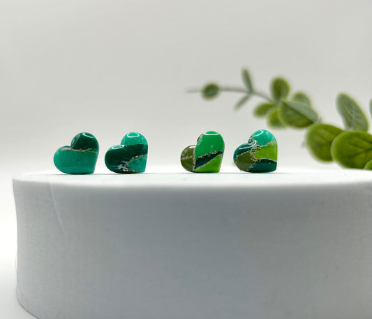 The "Emerald Collection" Heart Polymer Clay Handmade Stud Earrings