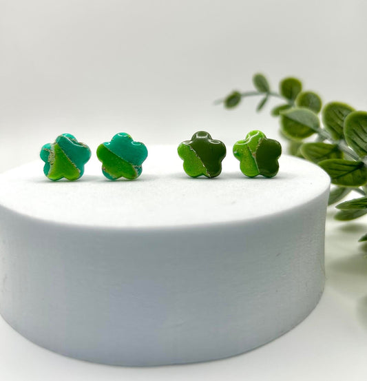 The "Emerald Collection" Flower Polymer Clay Handmade Stud Earrings