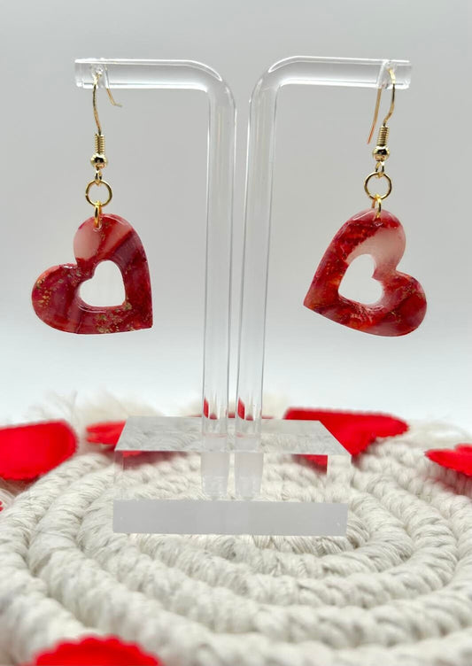 The "Lovestruck Collection" Open Heart Polymer Clay Handmade Dangle Earrings