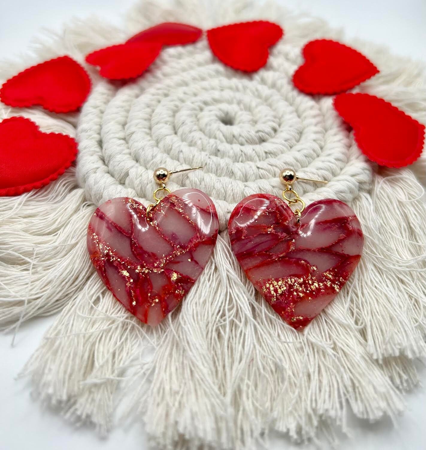 The "Lovestruck Collection" Large Hearts Handmade Dangle Earrings