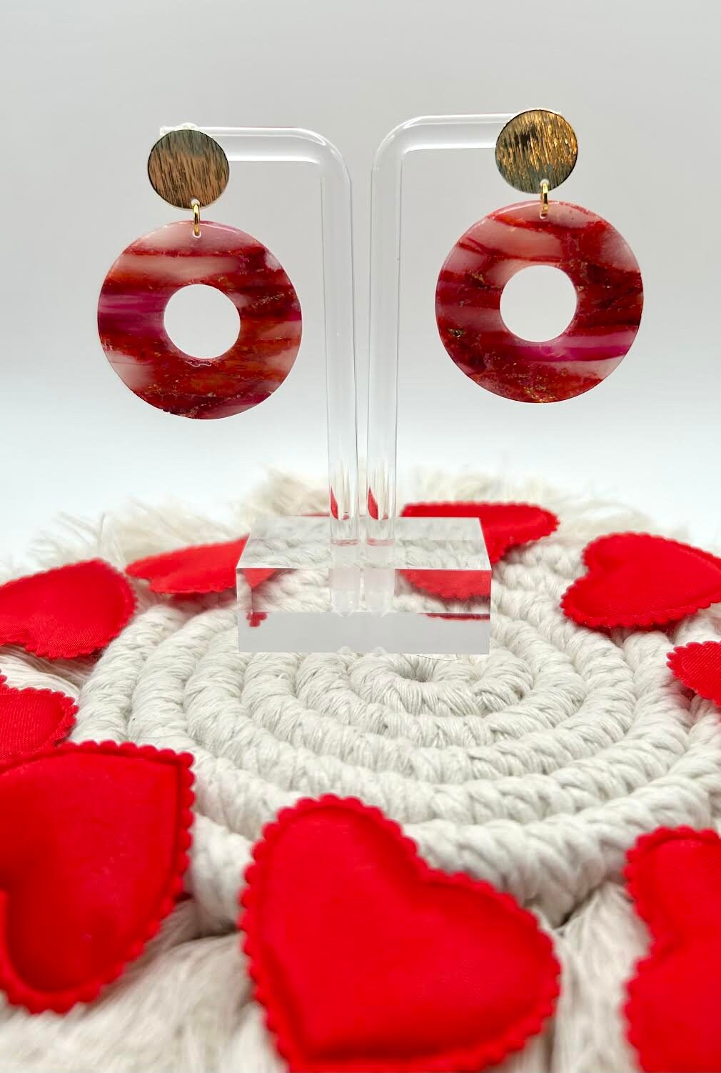 The "Lovestruck Collection" Circle Polymer Clay Handmade Dangle Earrings