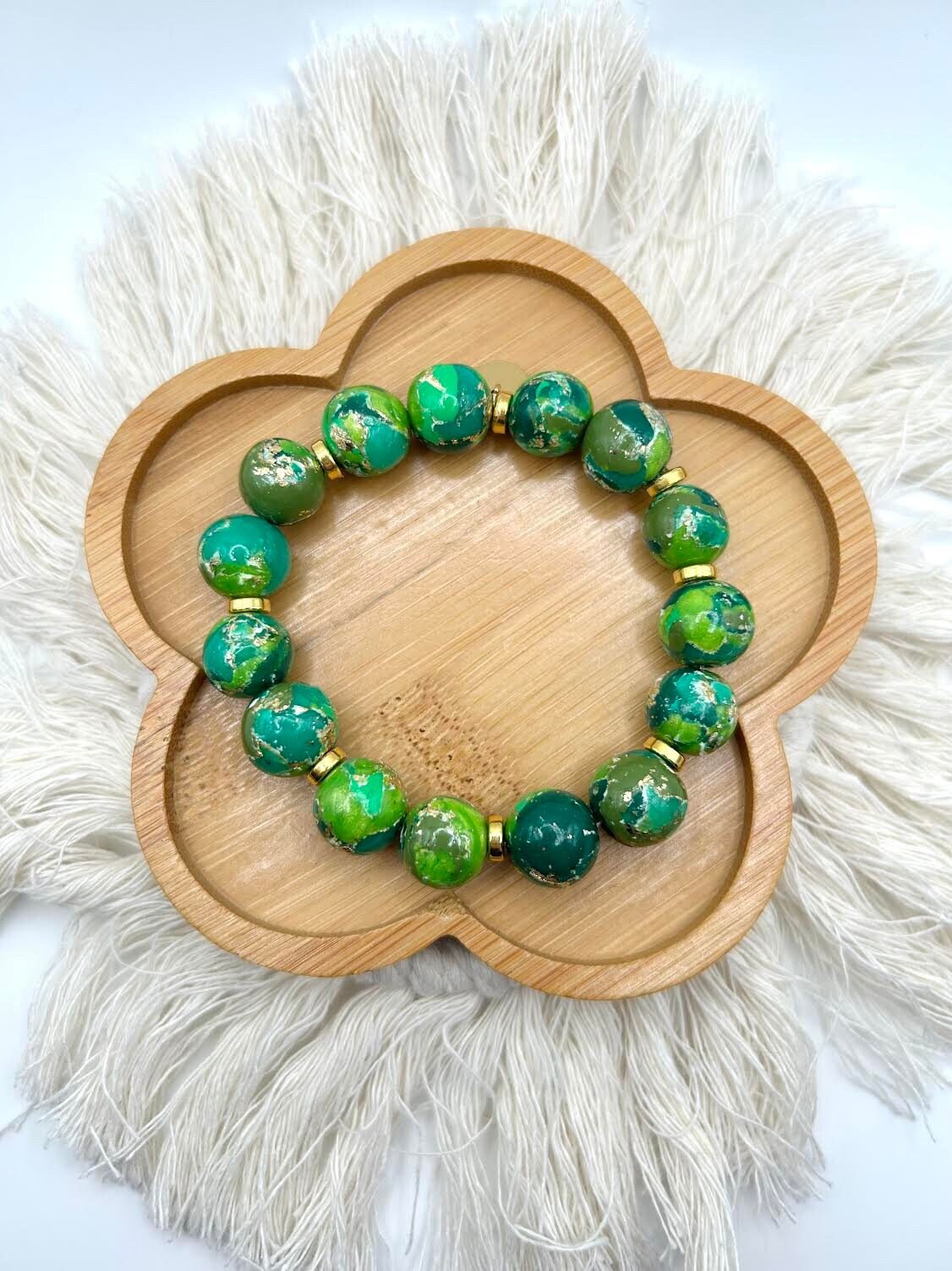 The “Emerald Collection” Handmade Polymer Clay Bracelet