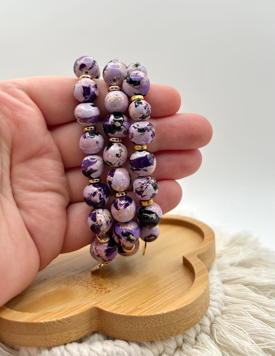 The “Purple Crackle Collection” Handmade Polymer Clay Bracelet