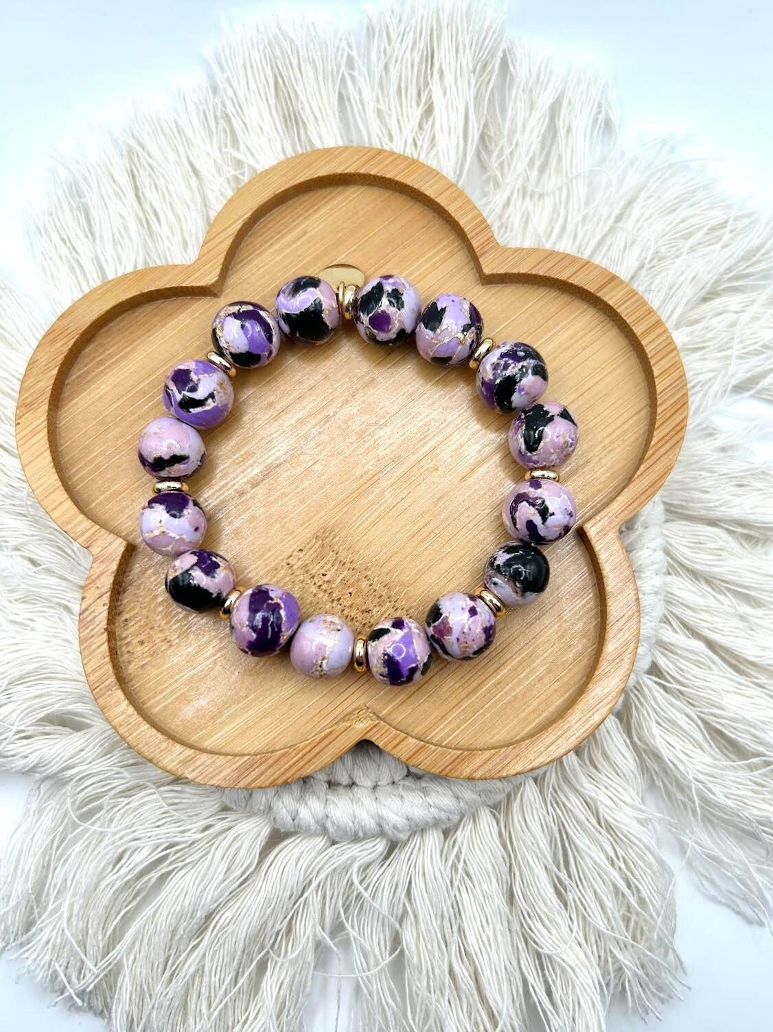 The “Purple Crackle Collection” Handmade Polymer Clay Bracelet