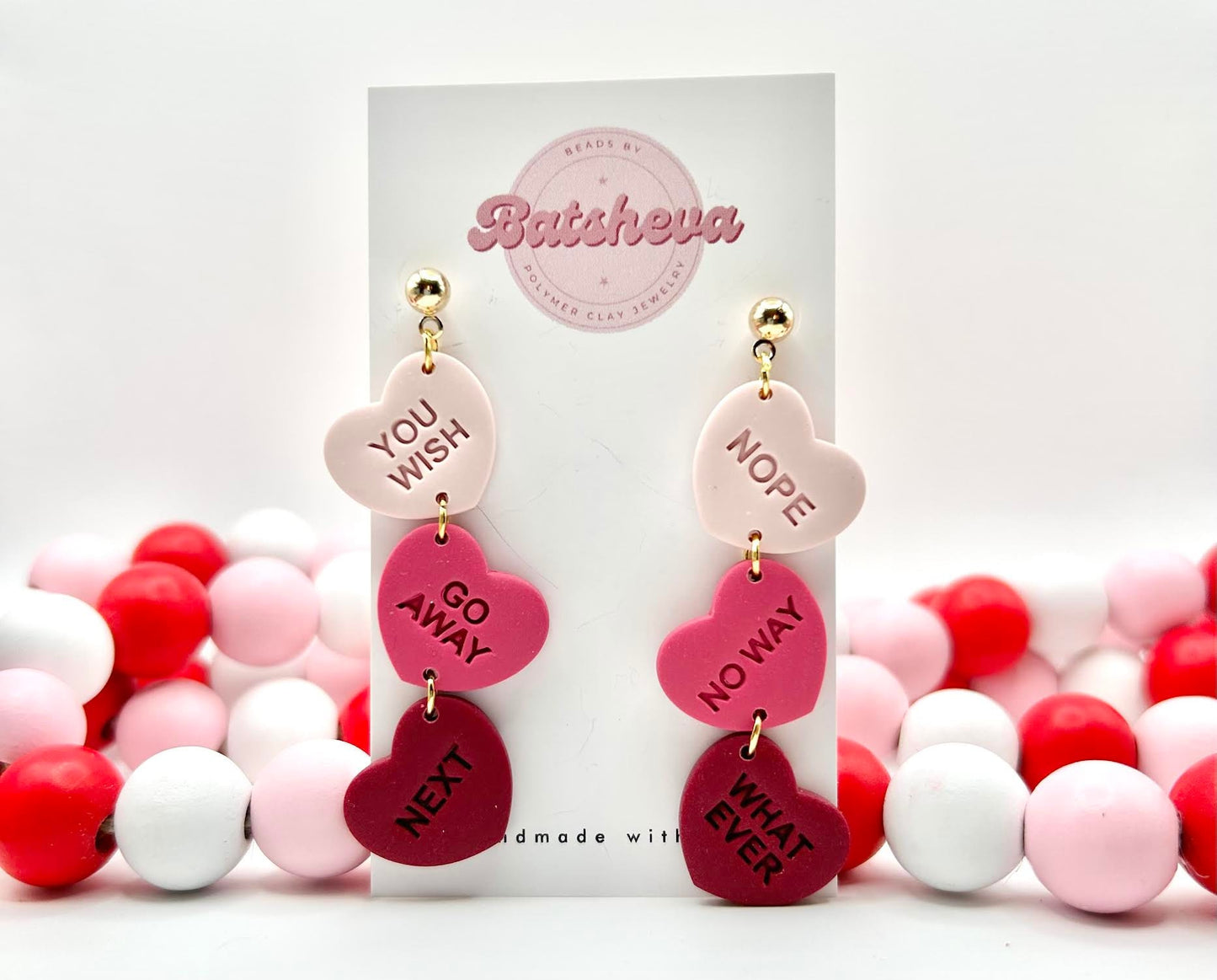 Anti-Valentine's Day Conversation Hearts Handmade Dangle Earrings