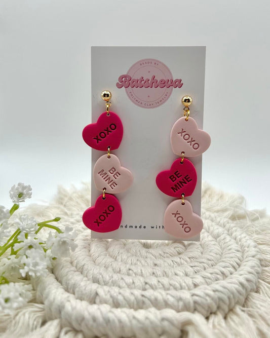 Valentine's Day Conversation Hearts Handmade Dangle Earrings