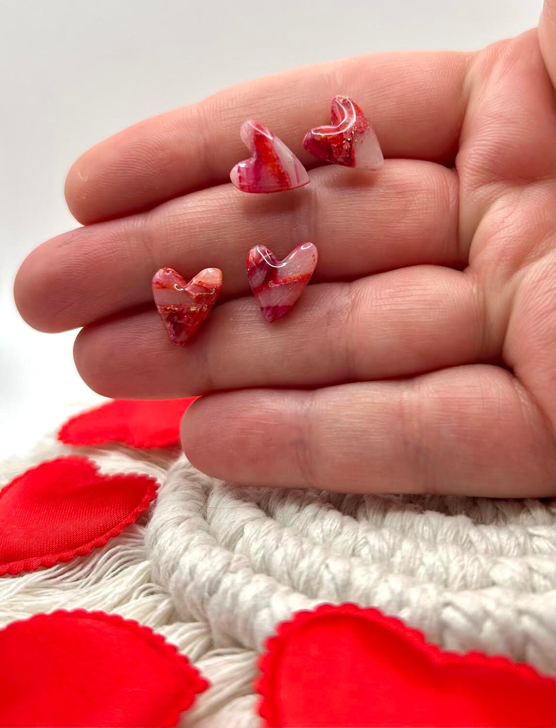 The "Lovestruck Collection" Pointy Hearts Polymer Clay Handmade Stud Earrings