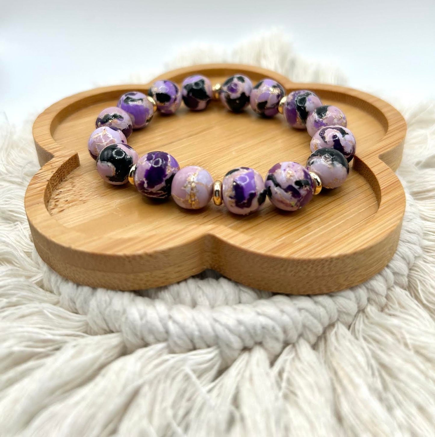 The “Purple Crackle Collection” Handmade Polymer Clay Bracelet