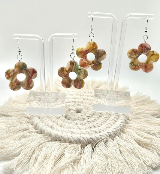 The "Luminous Collection" Flower Polymer Clay Handmade Dangle Earrings