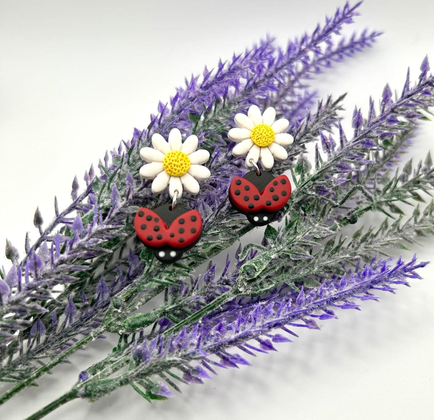 Bumble Bees and Ladybugs Polymer Clay Handmade Dangle Earrings