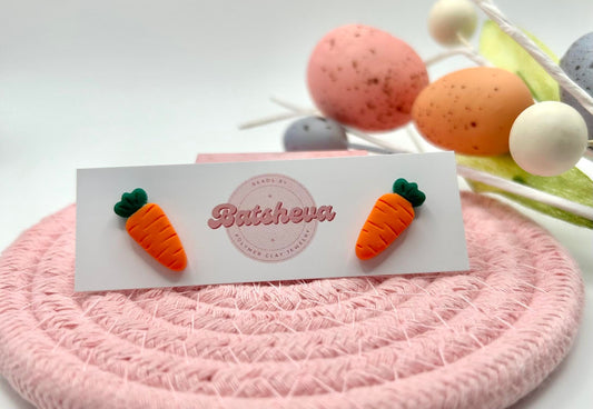 Easter Carrot Polymer Clay Handmade Stud Earrings