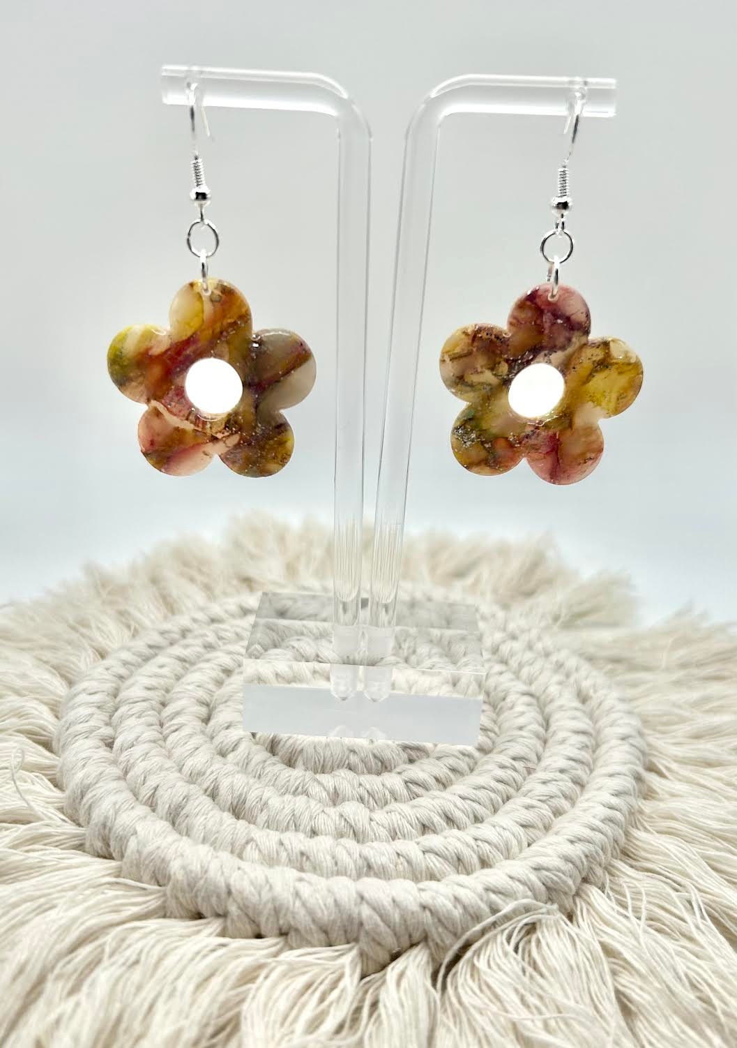 The "Luminous Collection" Flower Polymer Clay Handmade Dangle Earrings