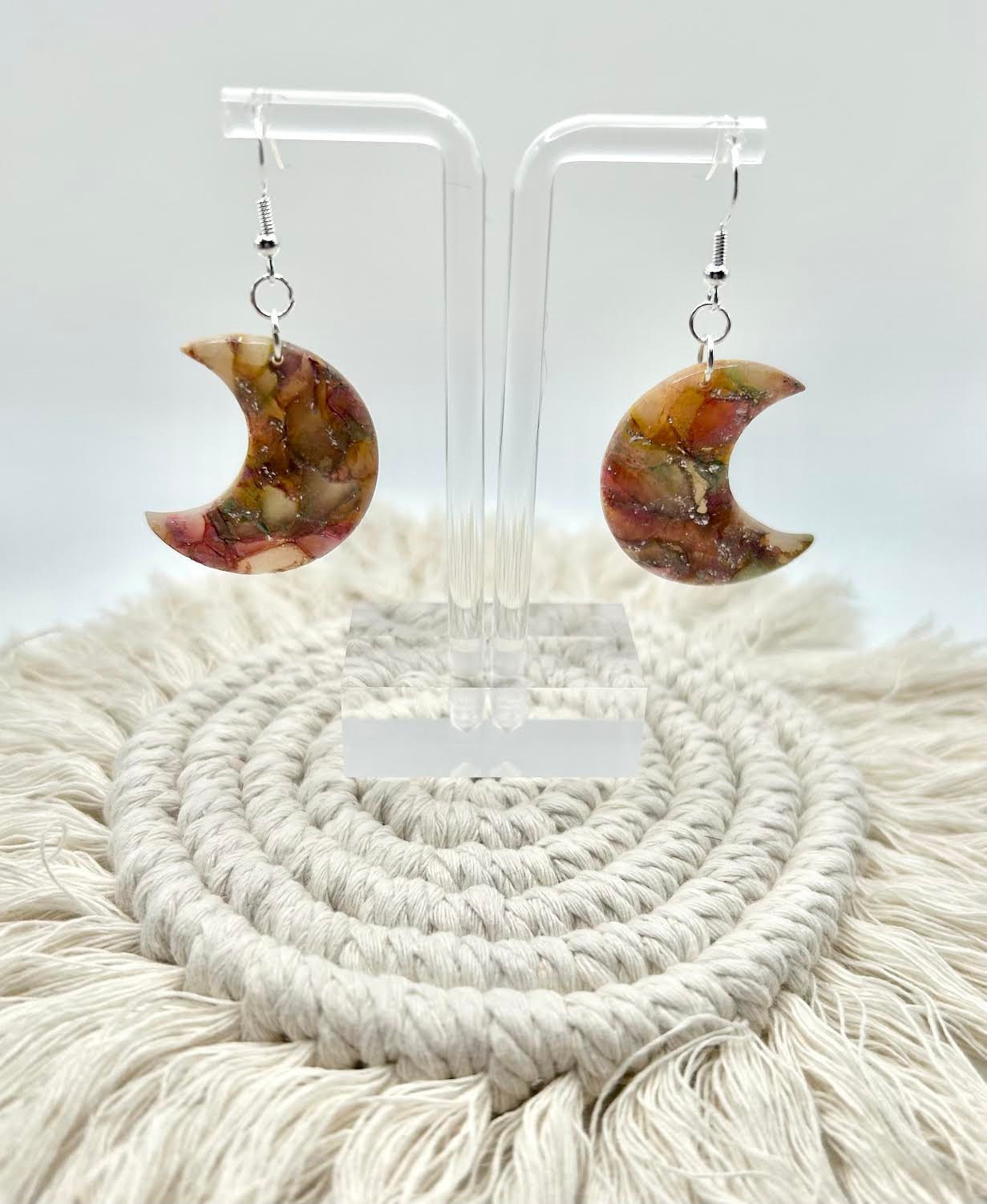 The "Luminous Collection" Moons Polymer Clay Handmade Dangle Earrings