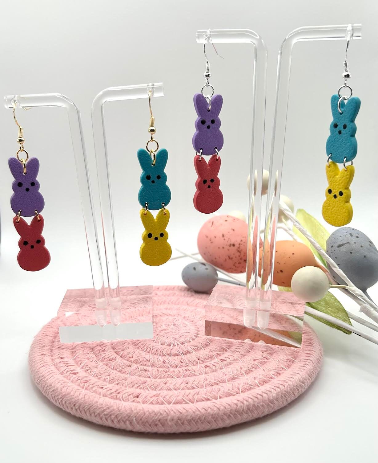 Easter Peeps Polymer Clay Handmade Dangle Earrings